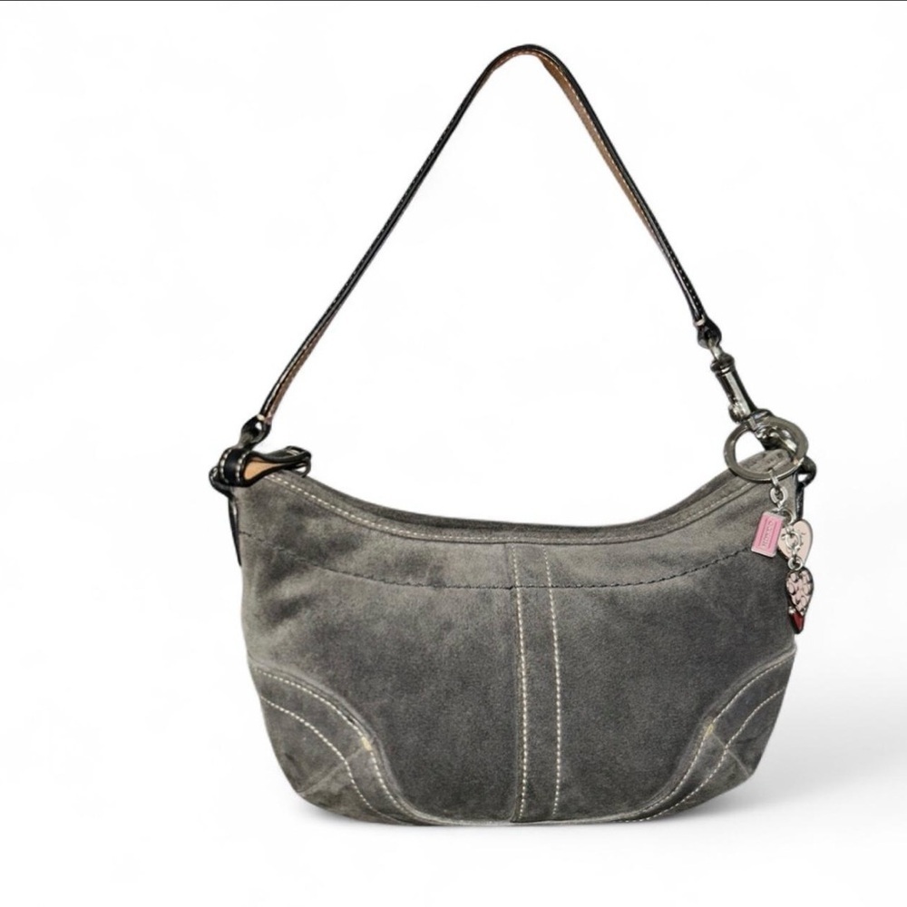 Coach Bag Suede Gray Shoulder Handbag